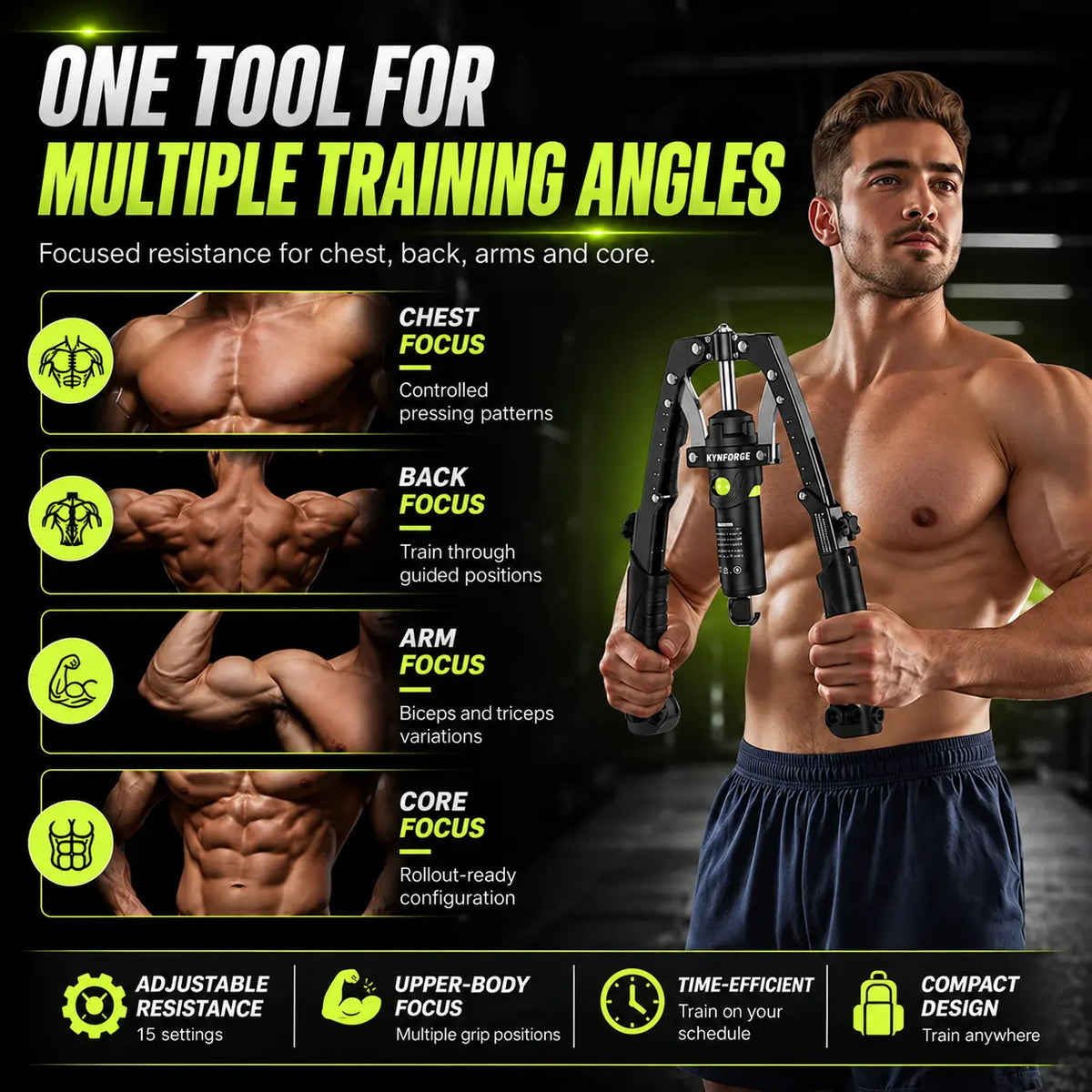 KYNFORGE® Muscle Trainer | Adjustable Hydraulic Resistance 10–200 kg